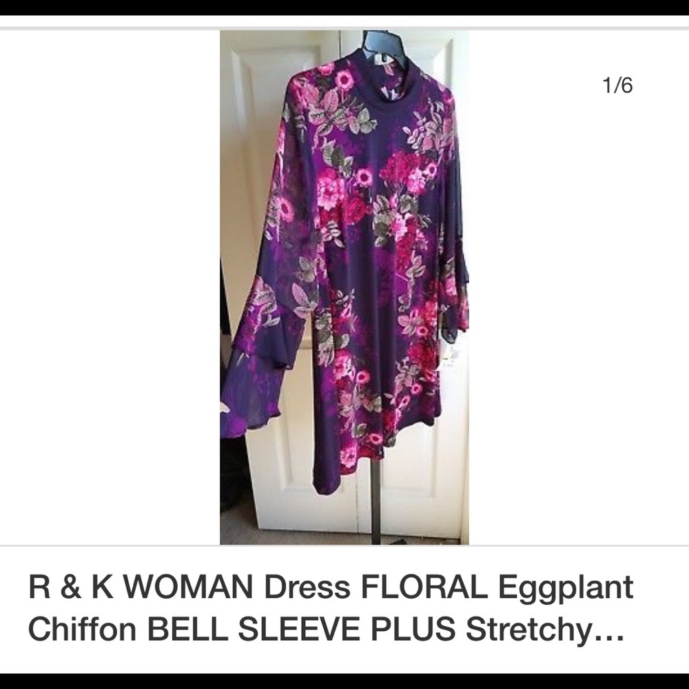 Bell sleeved eggplant colored dress size 18W
